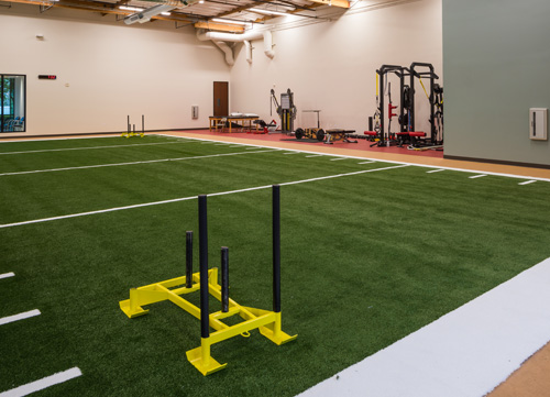 indoor sports field at physical therapy office